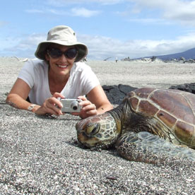 woman and tortise